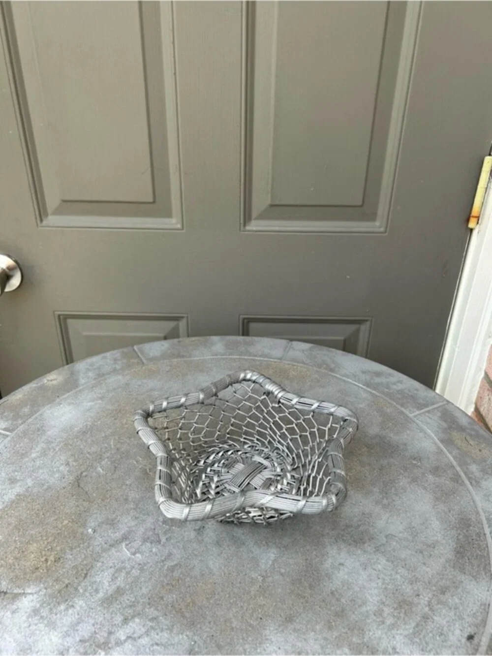 Woven Star-Shaped Silver Decorative Basket